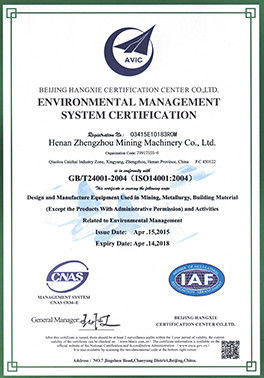 China Henan Zhengzhou Mining Machinery CO.Ltd Certificações